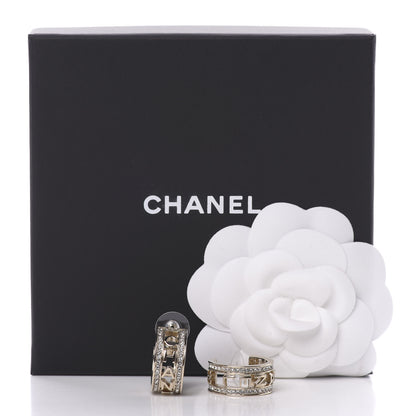 Chanel Metal Crystal Bow-tiful CC Hoop Earrings Gold 5 of 5