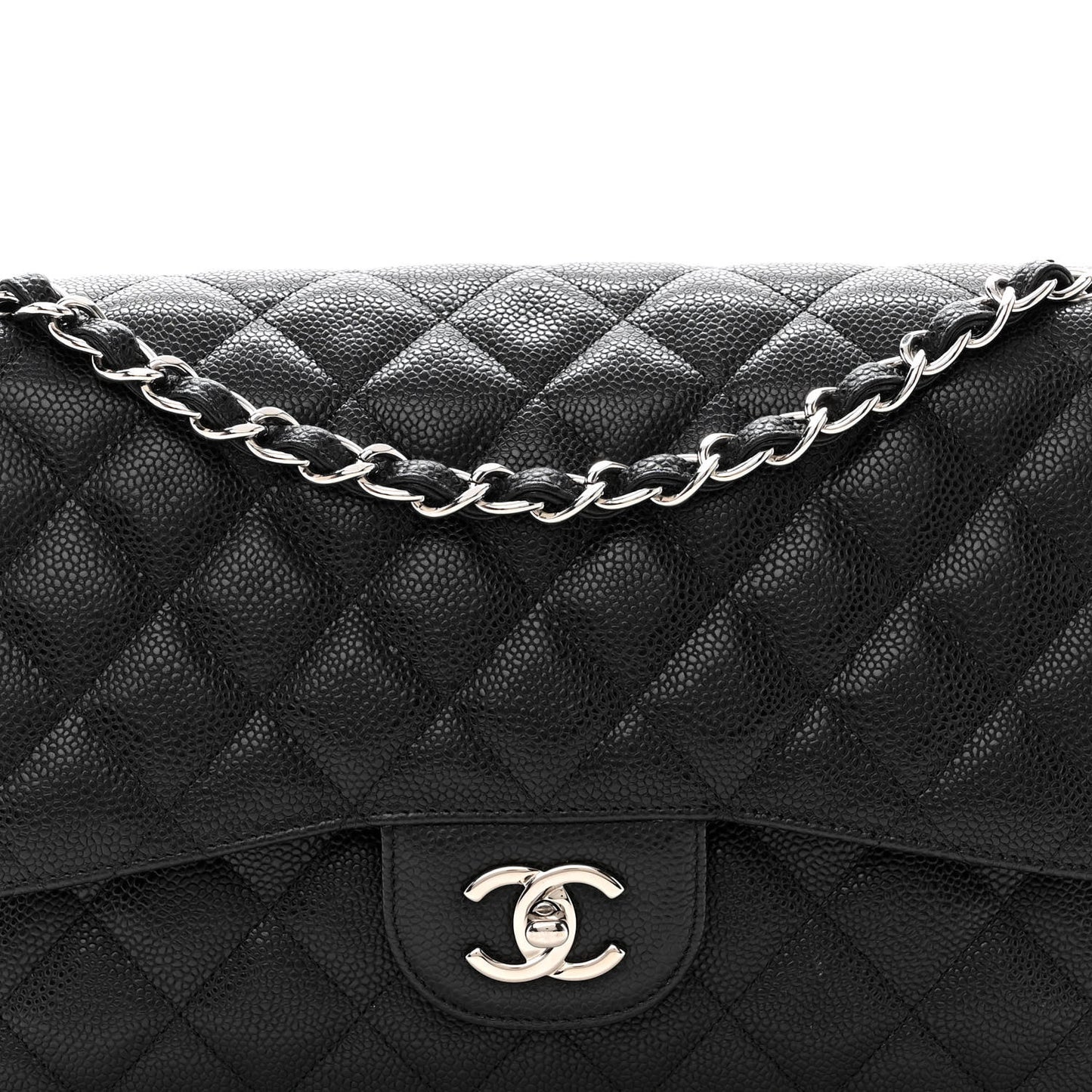 Caviar Quilted Jumbo Double Flap Black