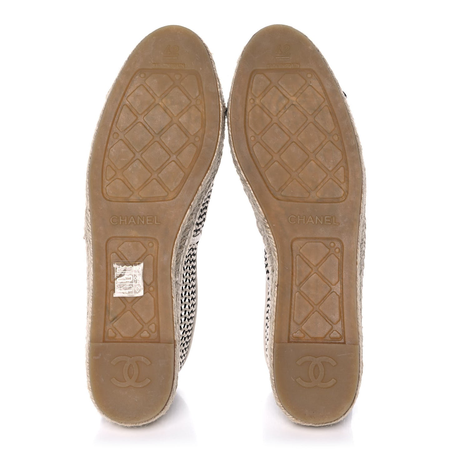 Mesh Grosgrain CC Espadrilles 42 Beige Black
