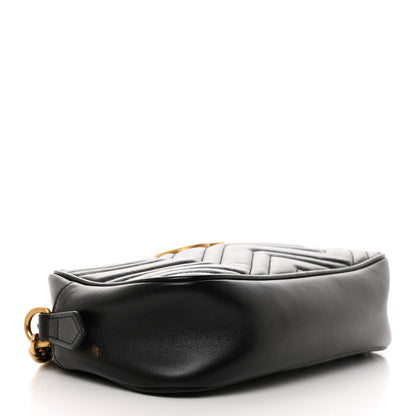 Gucci Calfskin Matelasse Small GG Marmont Chain Shoulder Bag Black 4 of 11