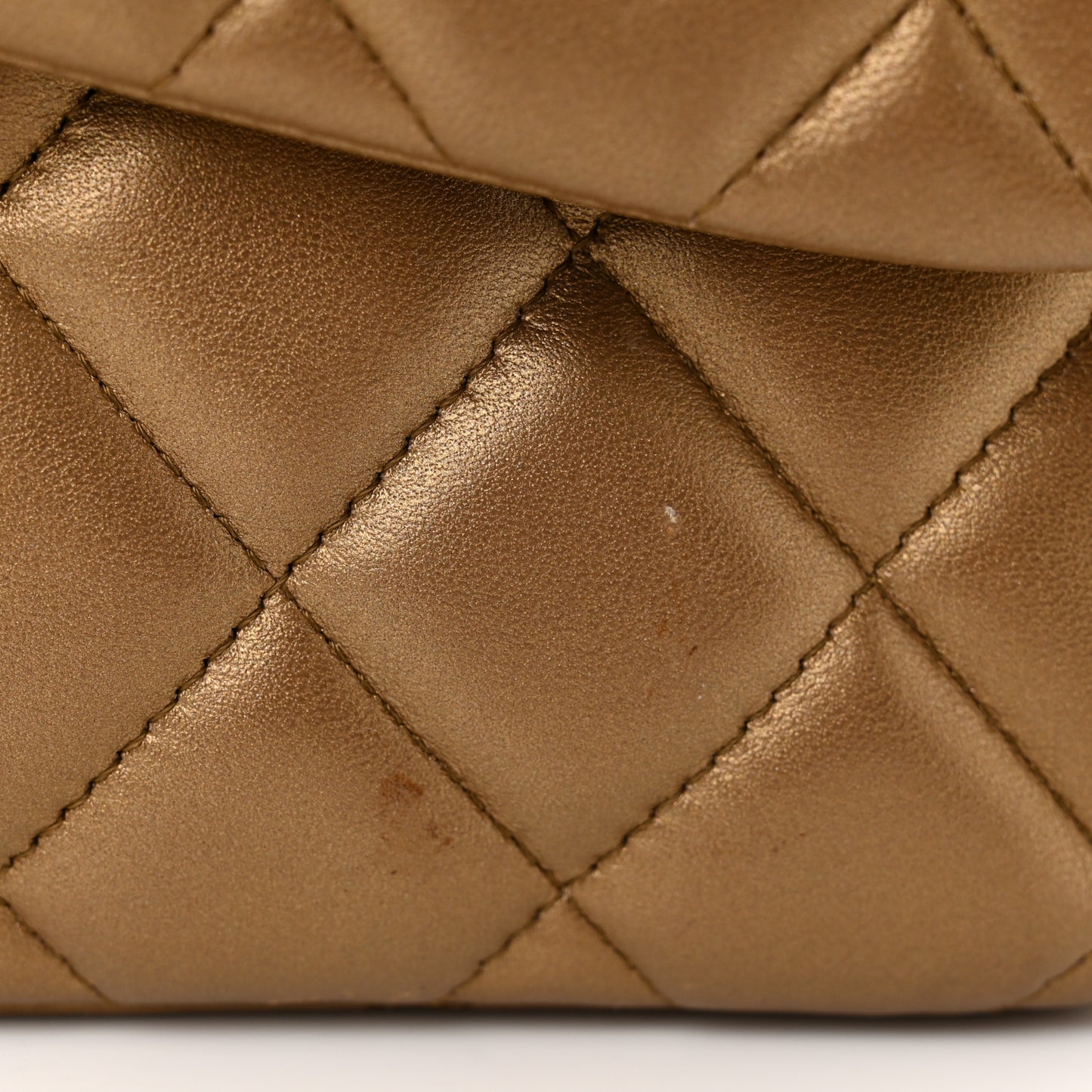 Metallic Lambskin Quilted Jumbo Double Flap Gold