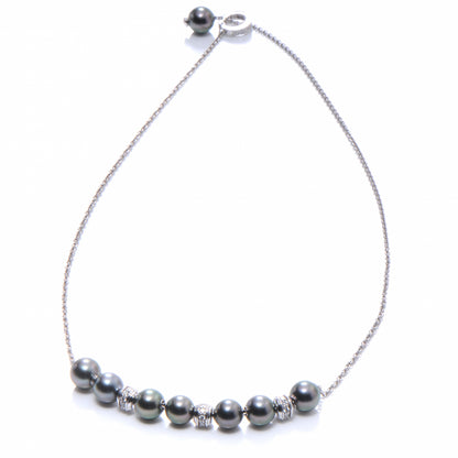 Mikimoto 18k White Gold Diamond 7mm Black South Sea Pearls in Motion Necklace 3 of 4