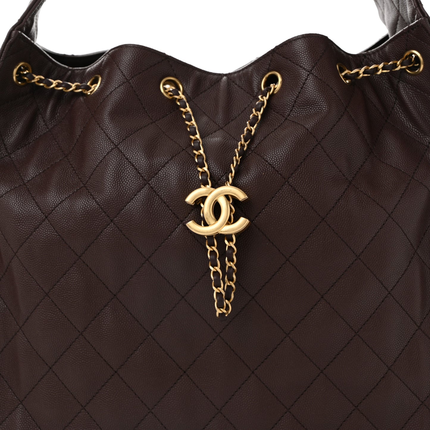 Caviar Quilted Medium Chanel 25 Handbag Dark Brown