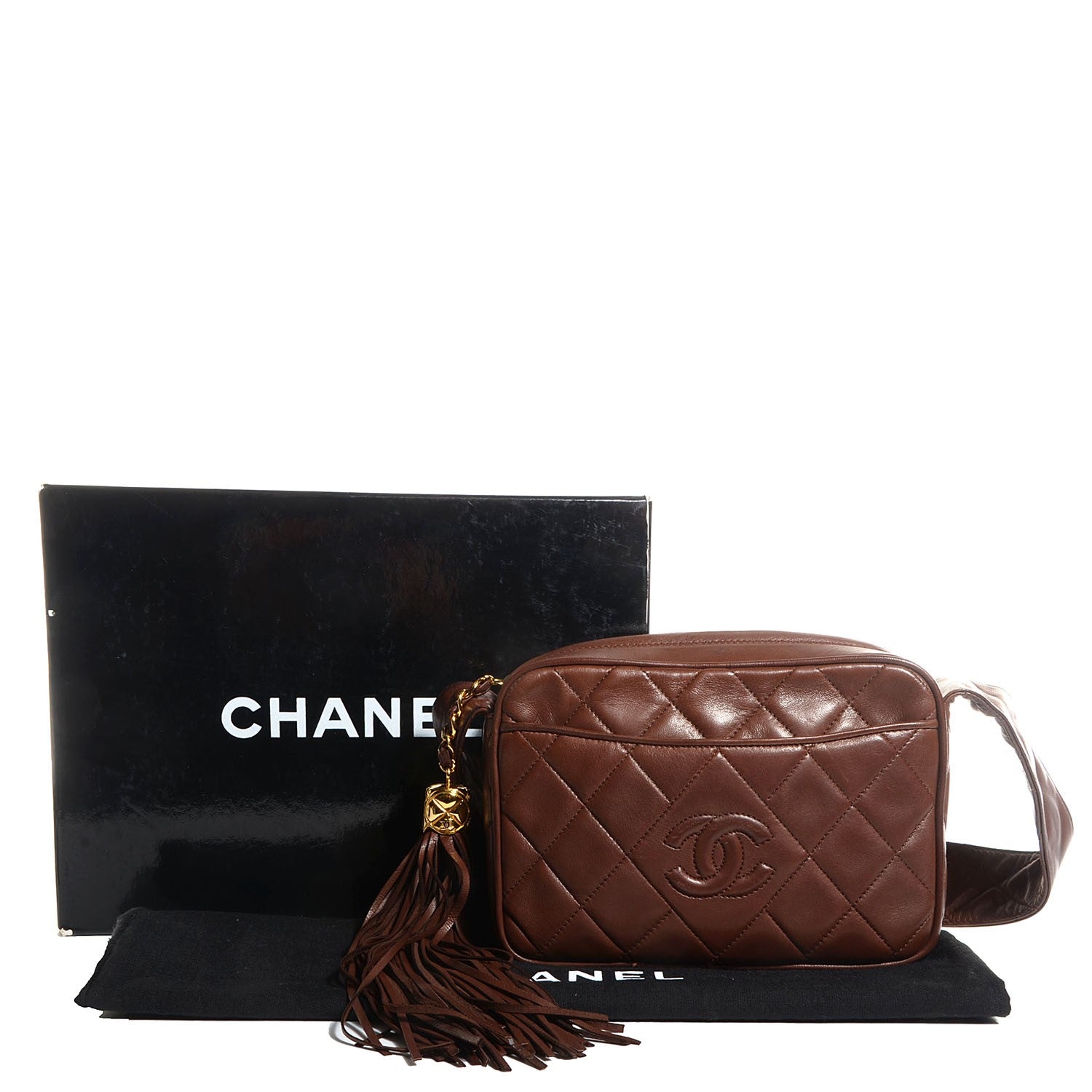 Chanel Quilted Lambskin Tassel Camera Case Brown 8 of 8