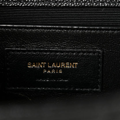 Saint Laurent Grain De Poudre Textured Mixed Matelasse Triquilt Medium Monogram Satchel Black 6 of 10
