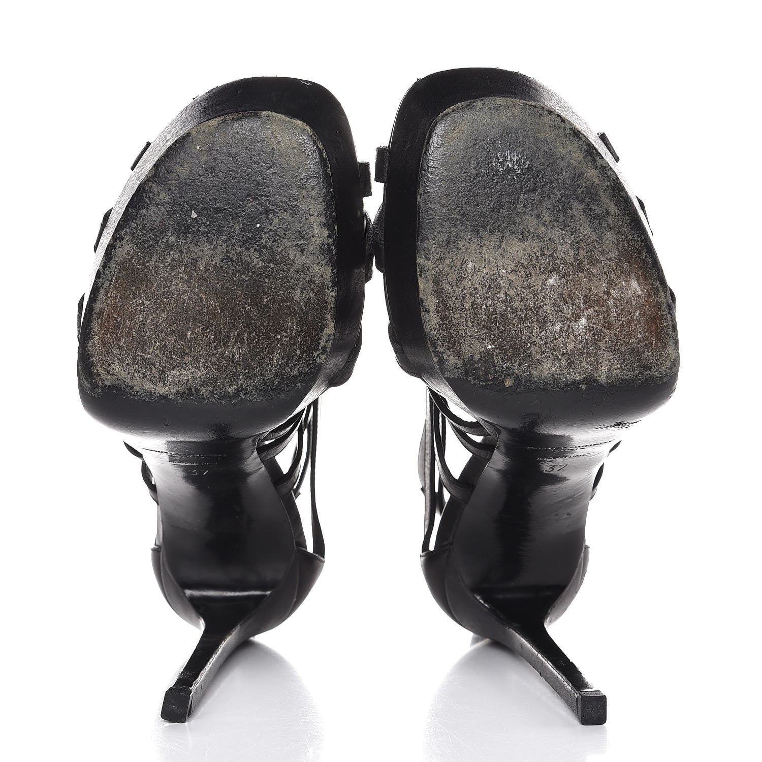 Saint Laurent Calfskin Nina Cage Sandal Heels 37 Black 7 of 10