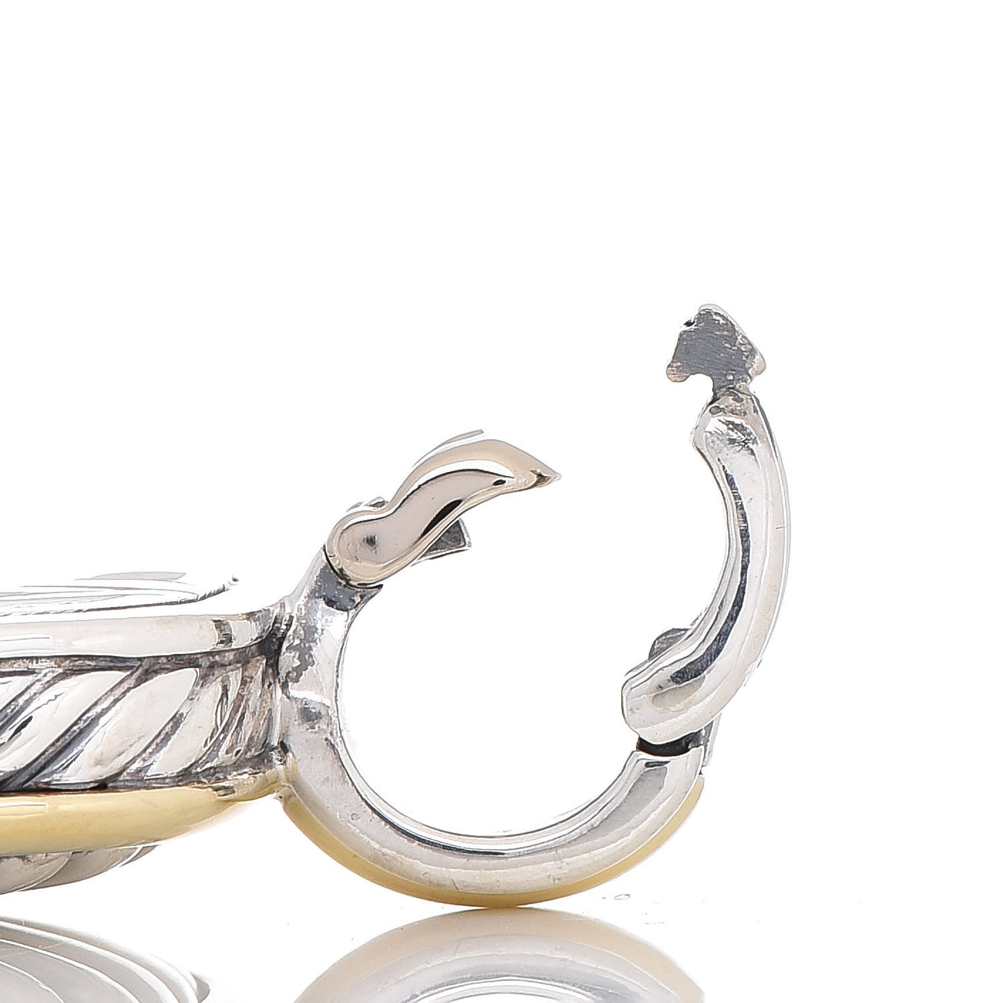 Sterling Silver 18K Yellow Gold 16mm Sculpted Cable Enhancer Pendant