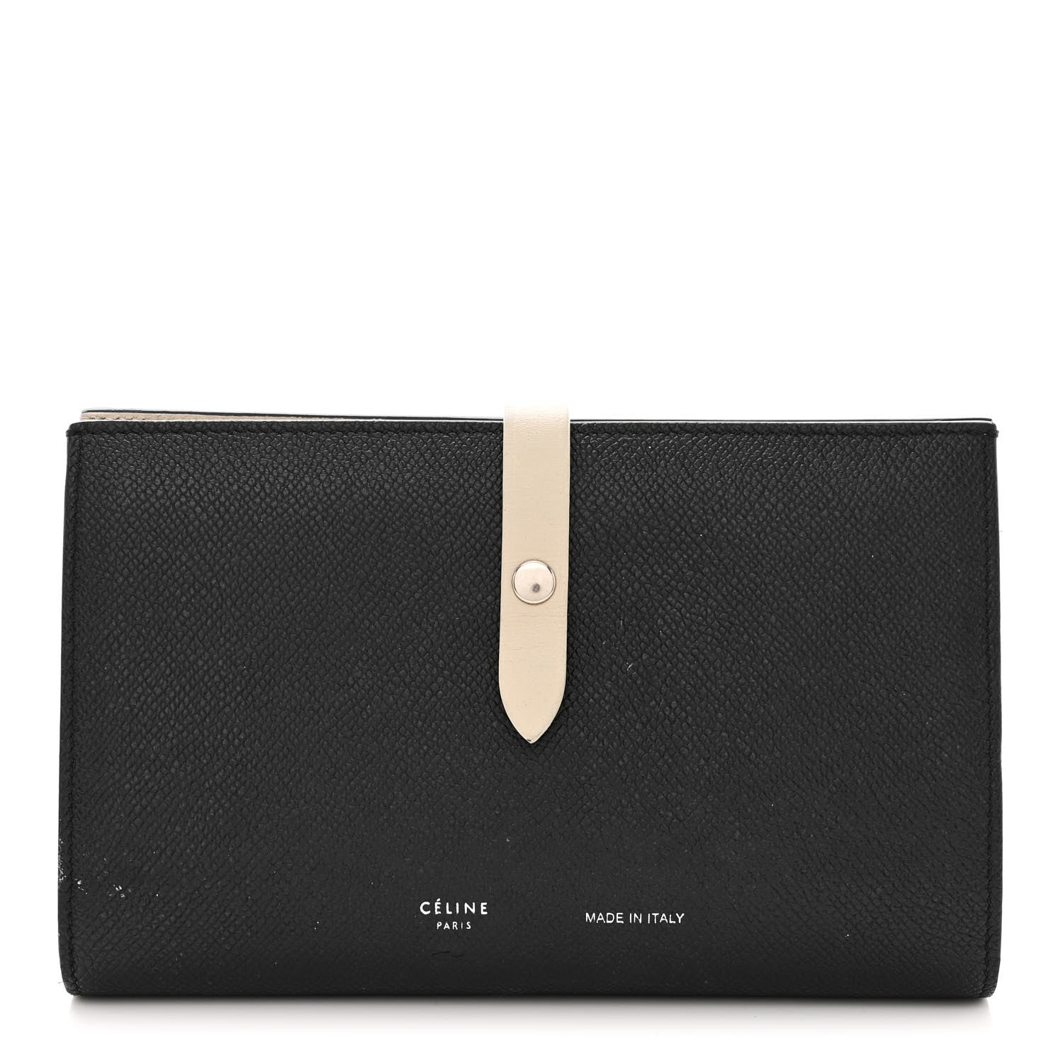 Celine Grained Calfskin Large Multifunction Strap Wallet Black Chalk 1 of 12