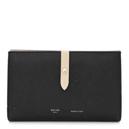 Celine Grained Calfskin Large Multifunction Strap Wallet Black Chalk 1 of 12