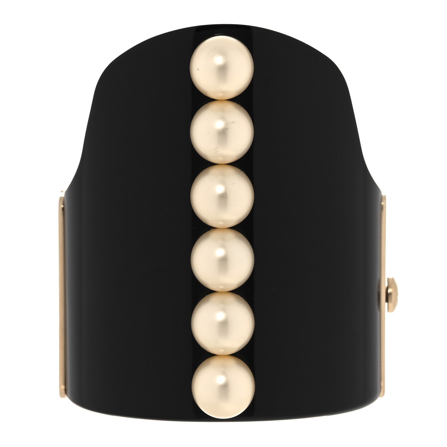 Resin Pearl CC Cuff Bracelet Black Gold