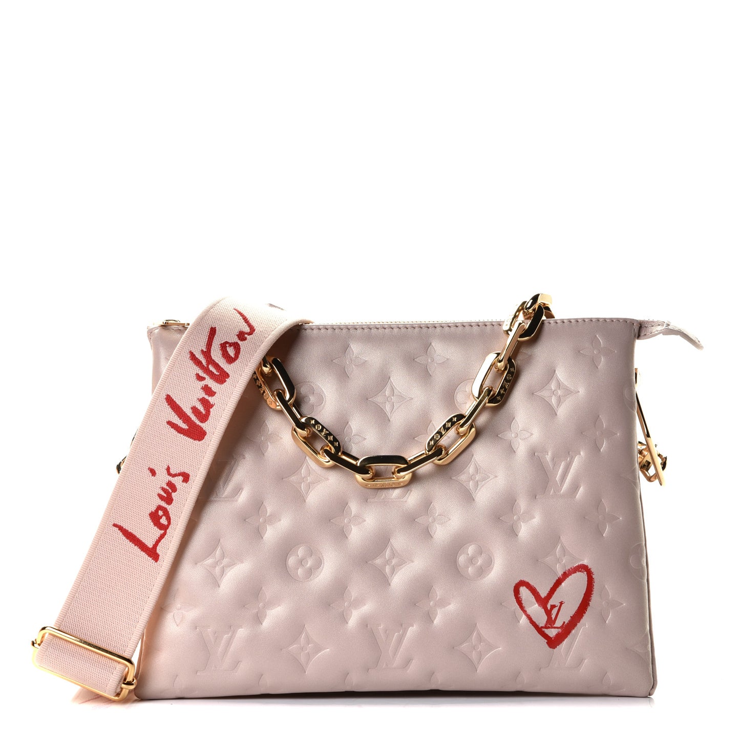 Lambskin Embossed Monogram Fall In Love Coussin PM Dragée Light Pink