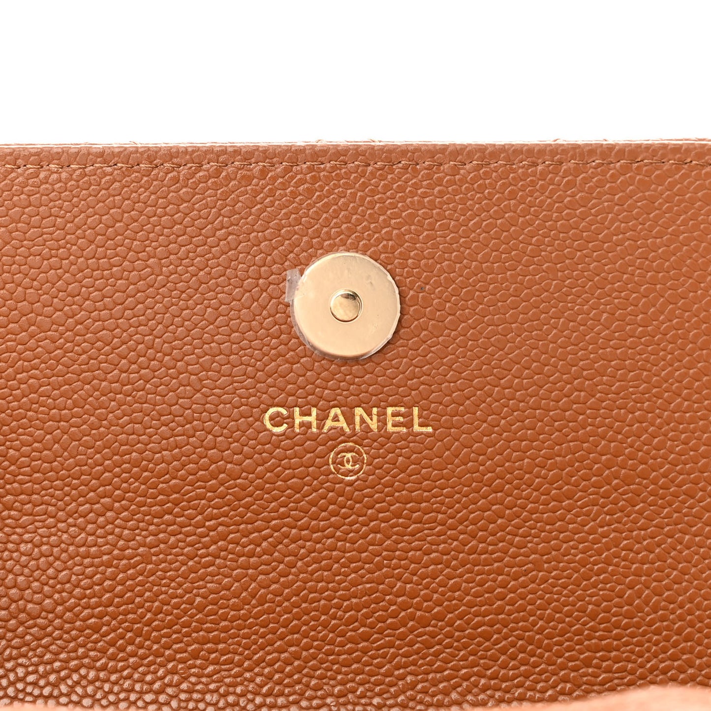 Caviar Quilted Business Affinity Clutch With Chain Flap Camel