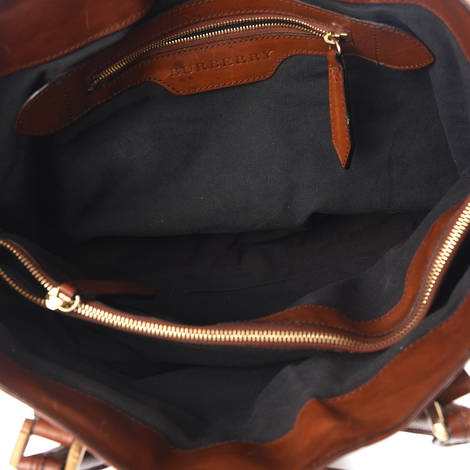 Burberry House Check Bridle Calfskin Medium Lynher Tote Dark Tan 4 of 14