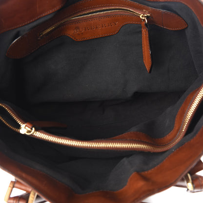 Burberry House Check Bridle Calfskin Medium Lynher Tote Dark Tan 4 of 14