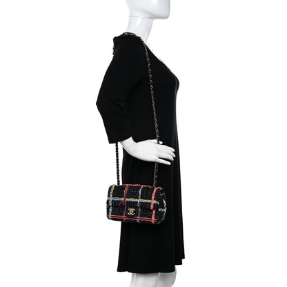 Chanel Tweed Quilted Mini Rectangular Flap Black Orange Blue 2 of 10