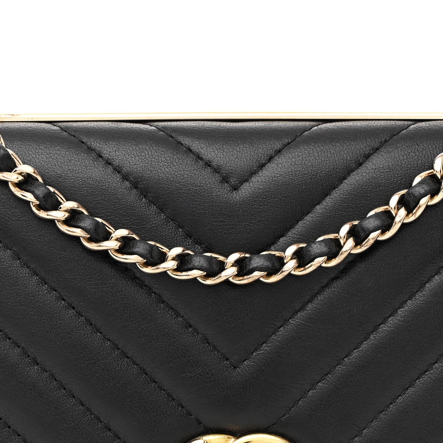 Chanel Lambskin Chevron Quilted Trendy CC Wallet On Chain WOC Black 9 of 12