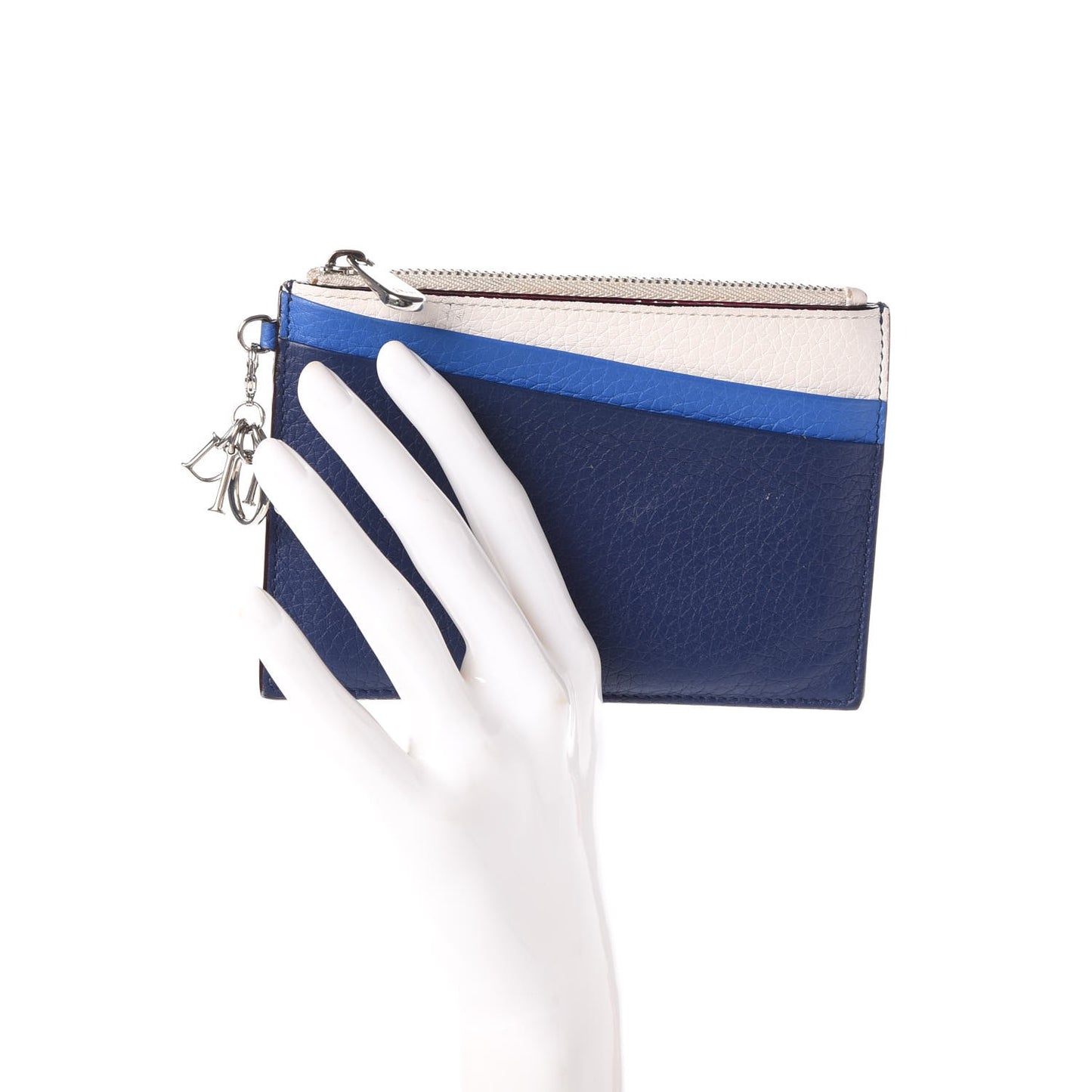 Bullcalf Tri-color Diorissimo Card Holder Navy Blue White
