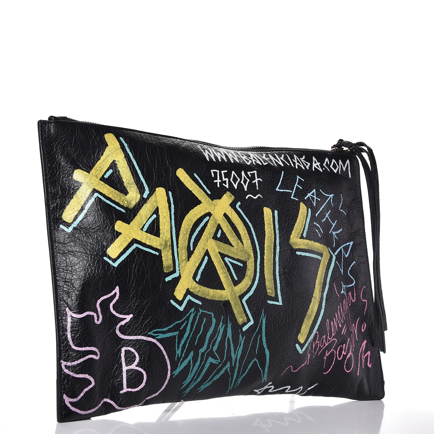 Balenciaga Agneau Classic Hardware Graffiti Small Pouch Black Multicolor 2 of 8