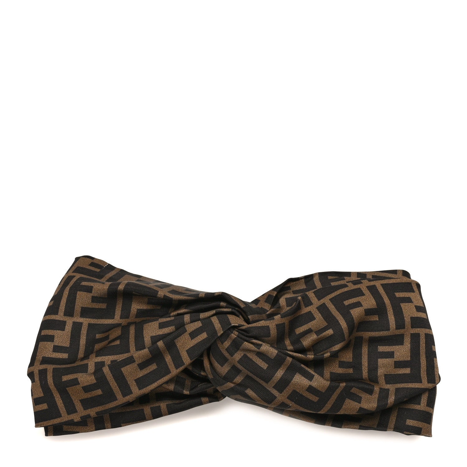 Fendi Silk FF Logo Headband Tobacco 1 of 5