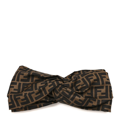Fendi Silk FF Logo Headband Tobacco 1 of 5