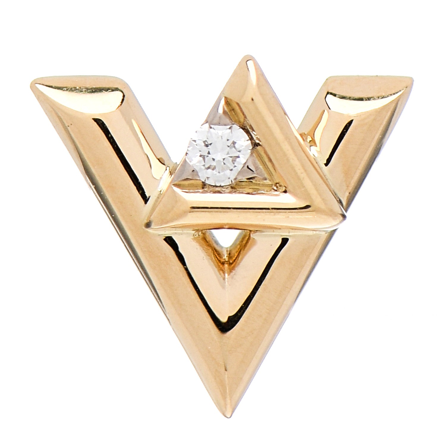 Louis Vuitton 18K Yellow Gold Diamond LV Volt Single Stud Earring 1 of 4