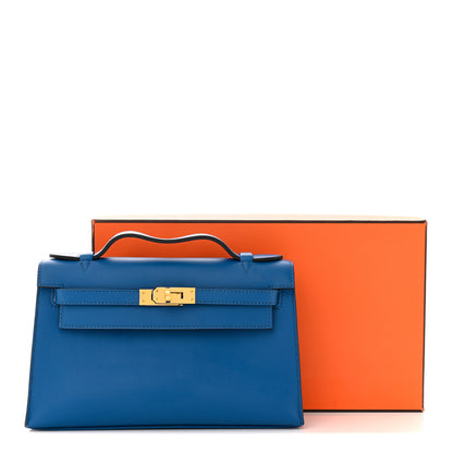 Hermes Swift Kelly Pochette Clutch Bleu France 11 of 11
