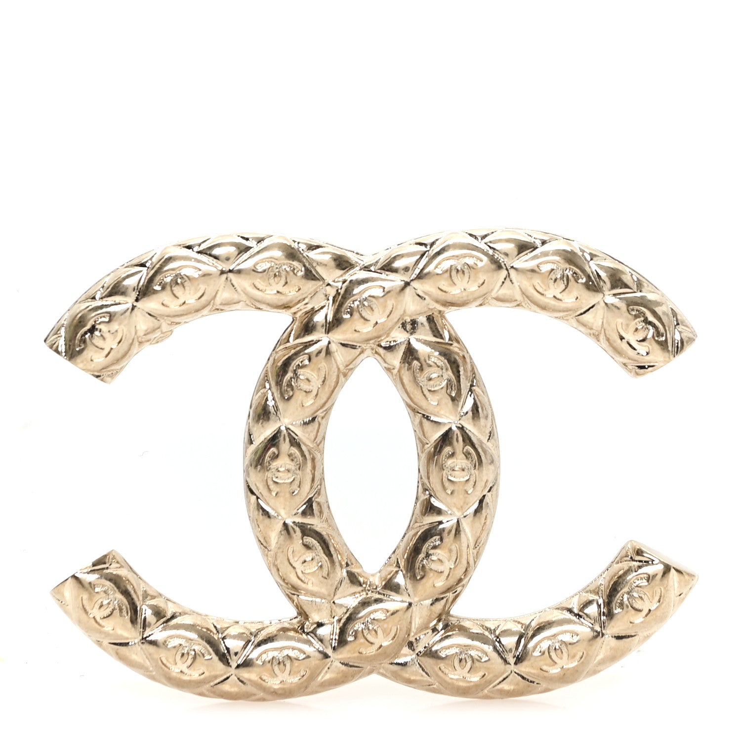 Chanel Metal CC Diamond Quilted Brooch Light Gold 1 of 4