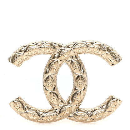 Chanel Metal CC Diamond Quilted Brooch Light Gold 1 of 4