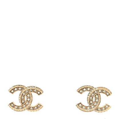 Chanel Crystal Timeless CC Earrings Light Gold 1 of 6