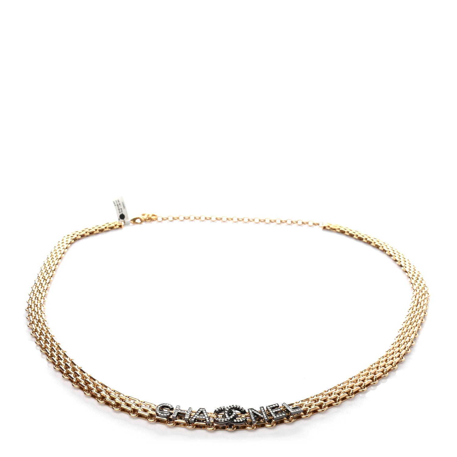 Chanel Crystal Logo Chain Belt 85 Gold 1 of 4