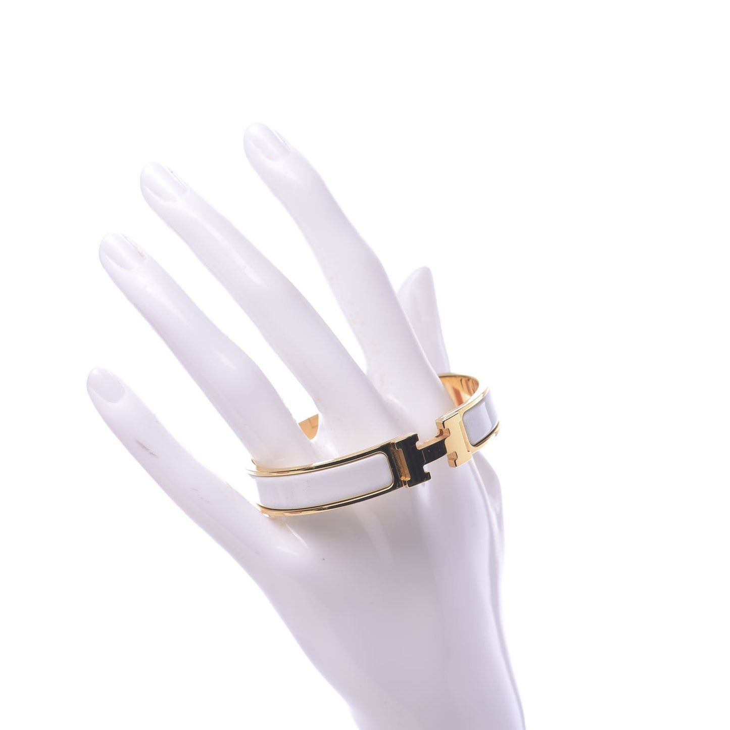 Enamel Narrow Clic Clac H Bracelet PM White