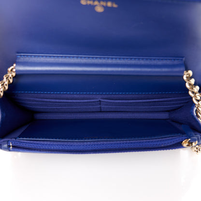Chanel Caviar Quilted Boy Wallet On Chain WOC Blue 5 of 12