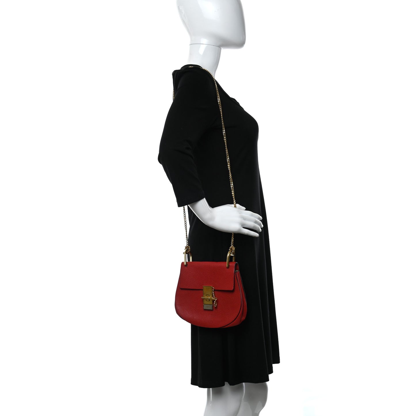 Grained Lambskin Mini Drew Shoulder Bag Plaid Red