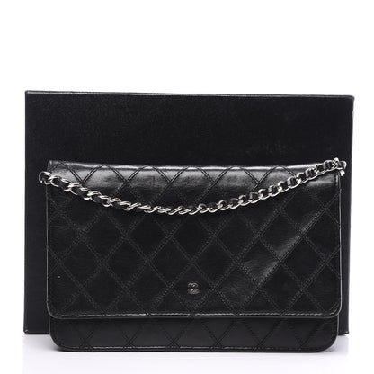 Chanel Lambskin Diamond Stitched Wallet On Chain WOC Black 11 of 11