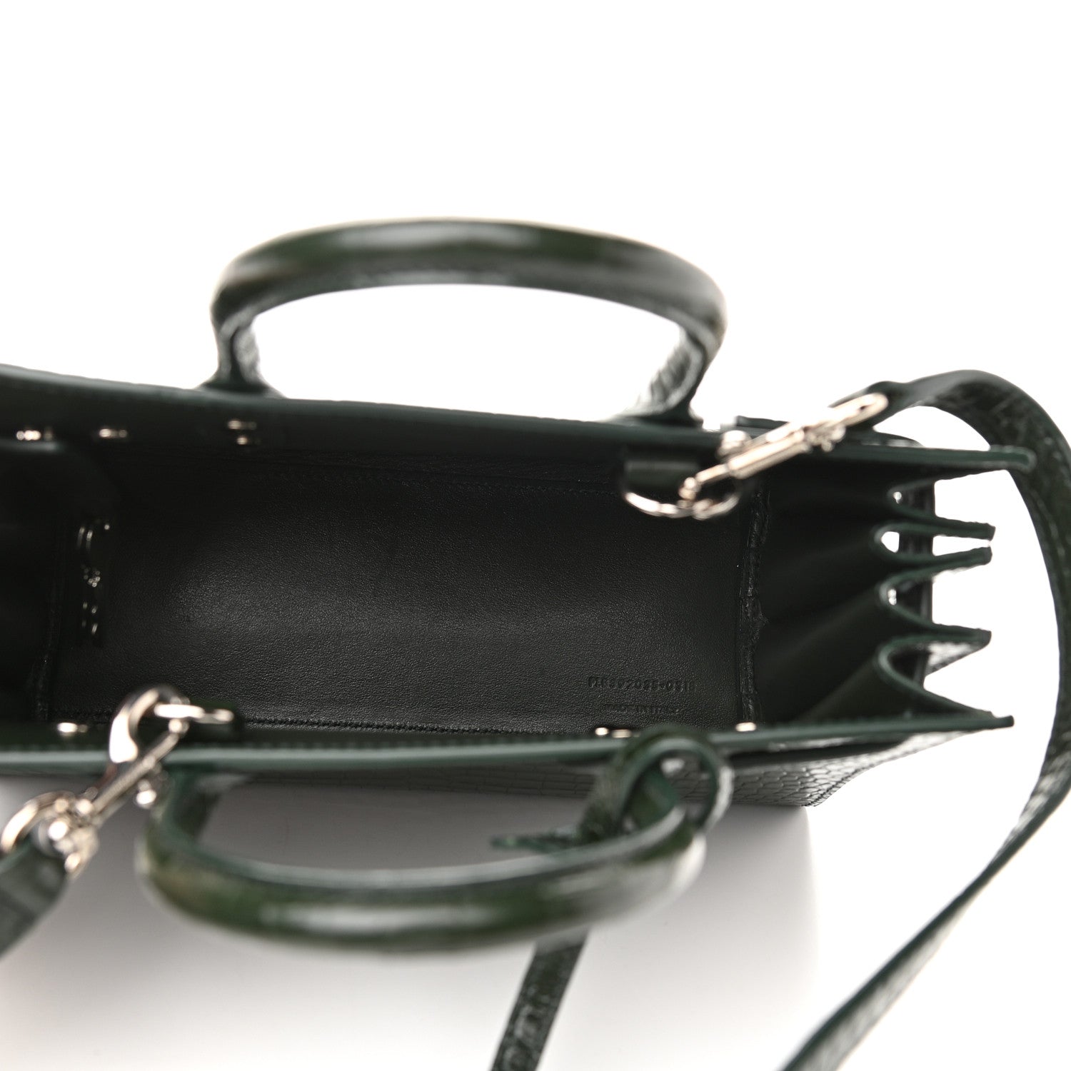 Saint Laurent Calfskin Crocodile Embossed Nano Sac De Jour Dark Green 5 of 10