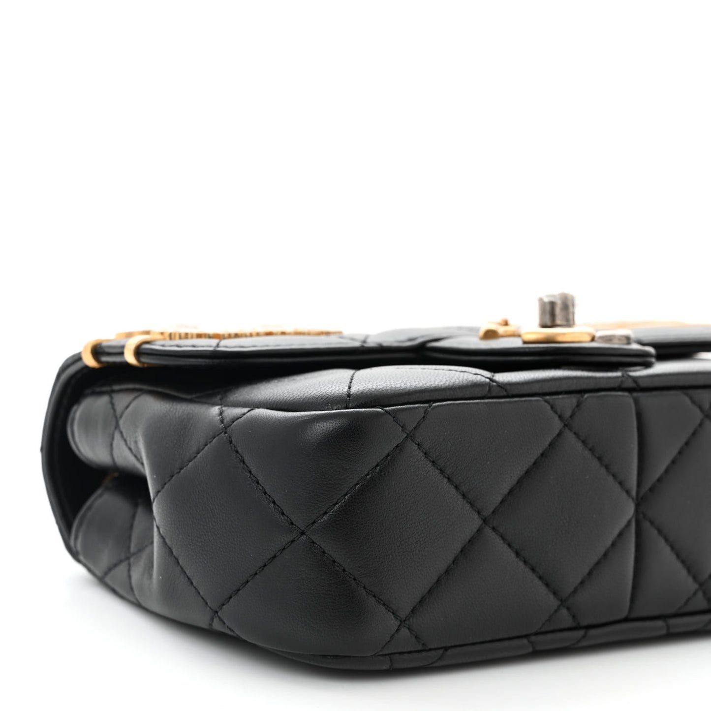 Lambskin Quilted Mini Coco Clips Single Flap Black