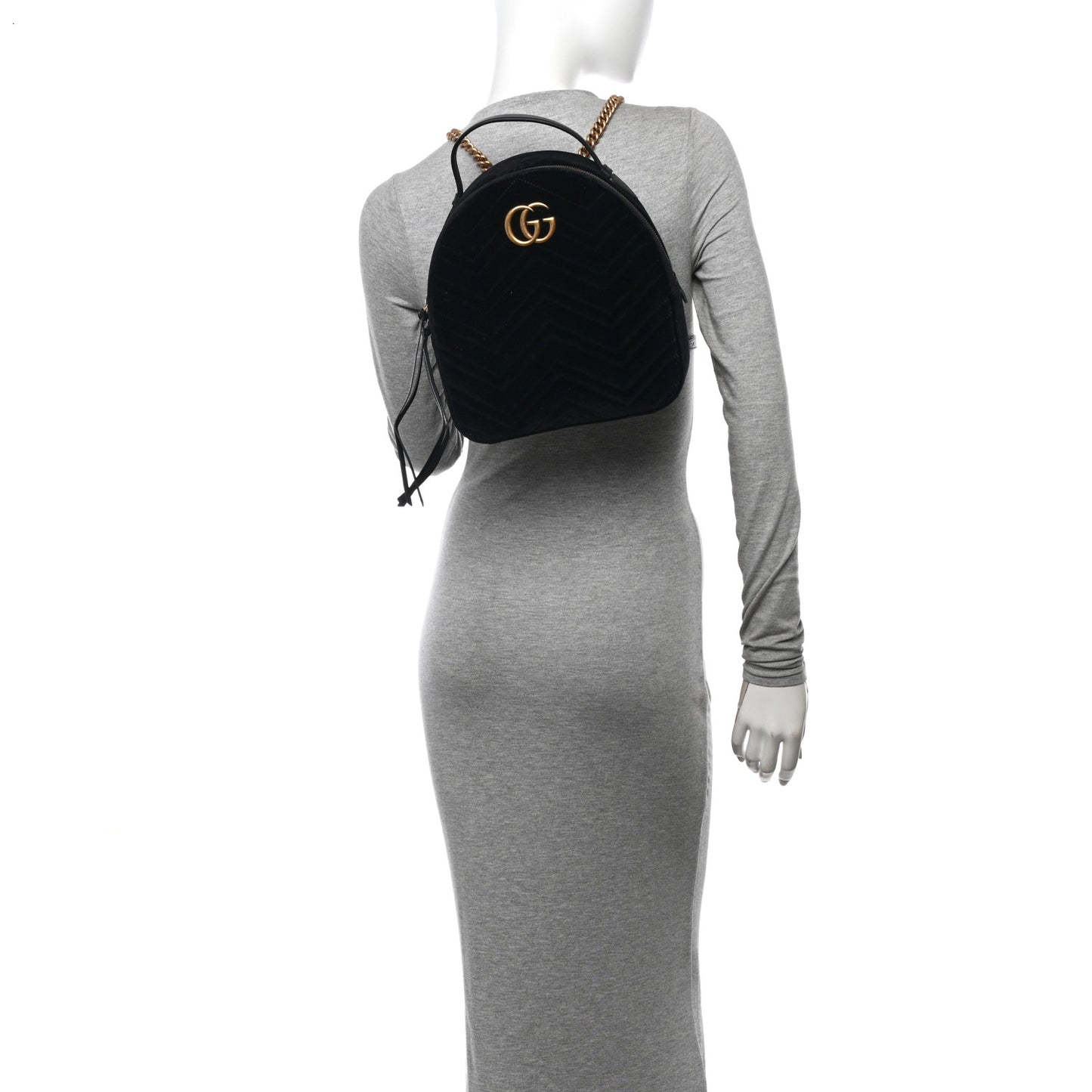 Velvet Matelasse GG Marmont Dome Backpack Black