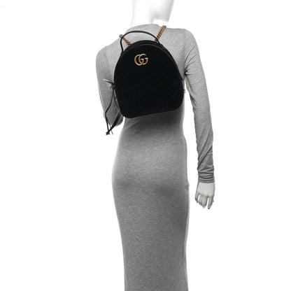 Gucci Velvet Matelasse GG Marmont Dome Backpack Black 2 of 10