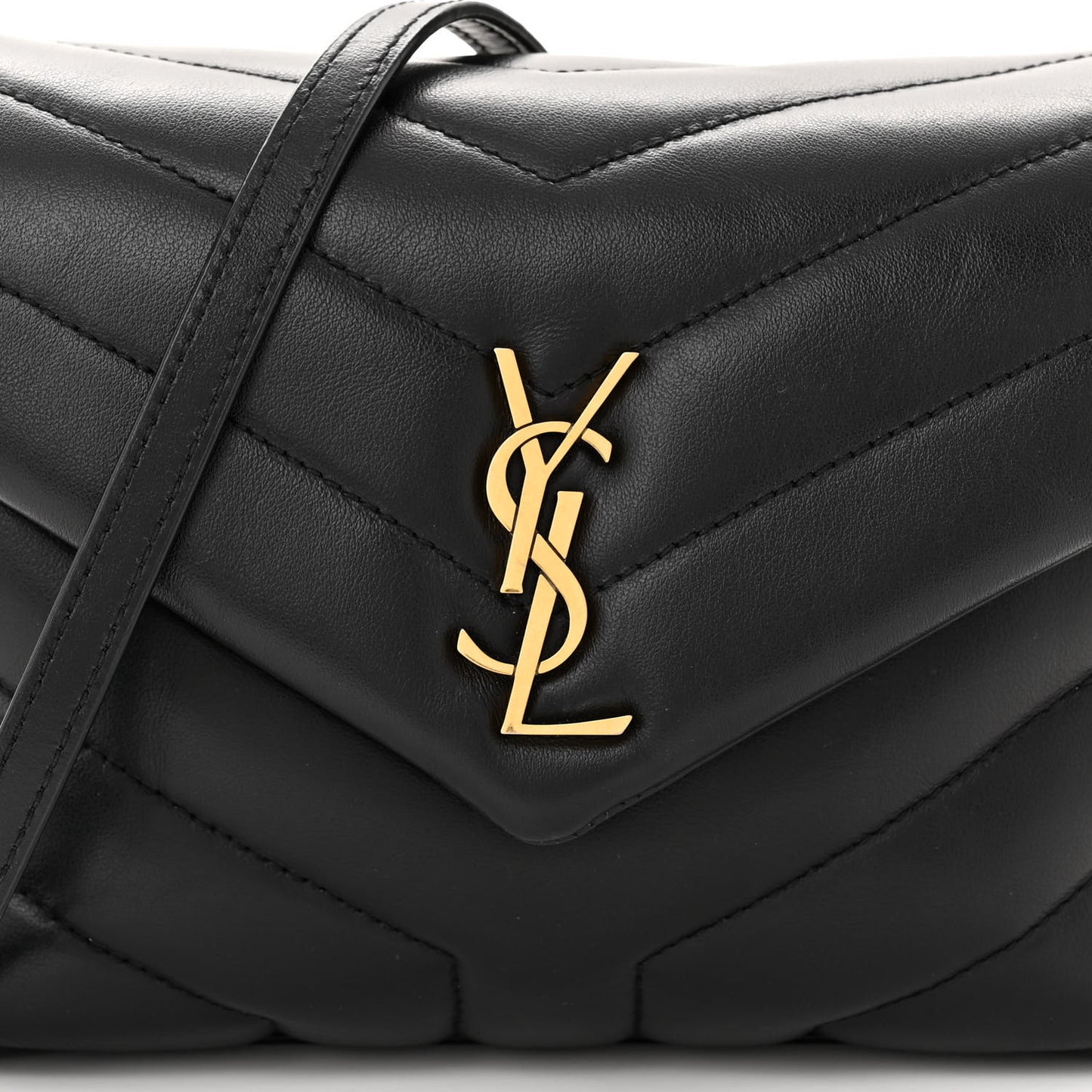 Calfskin Y Quilted Monogram Toy Loulou Crossbody Bag Black