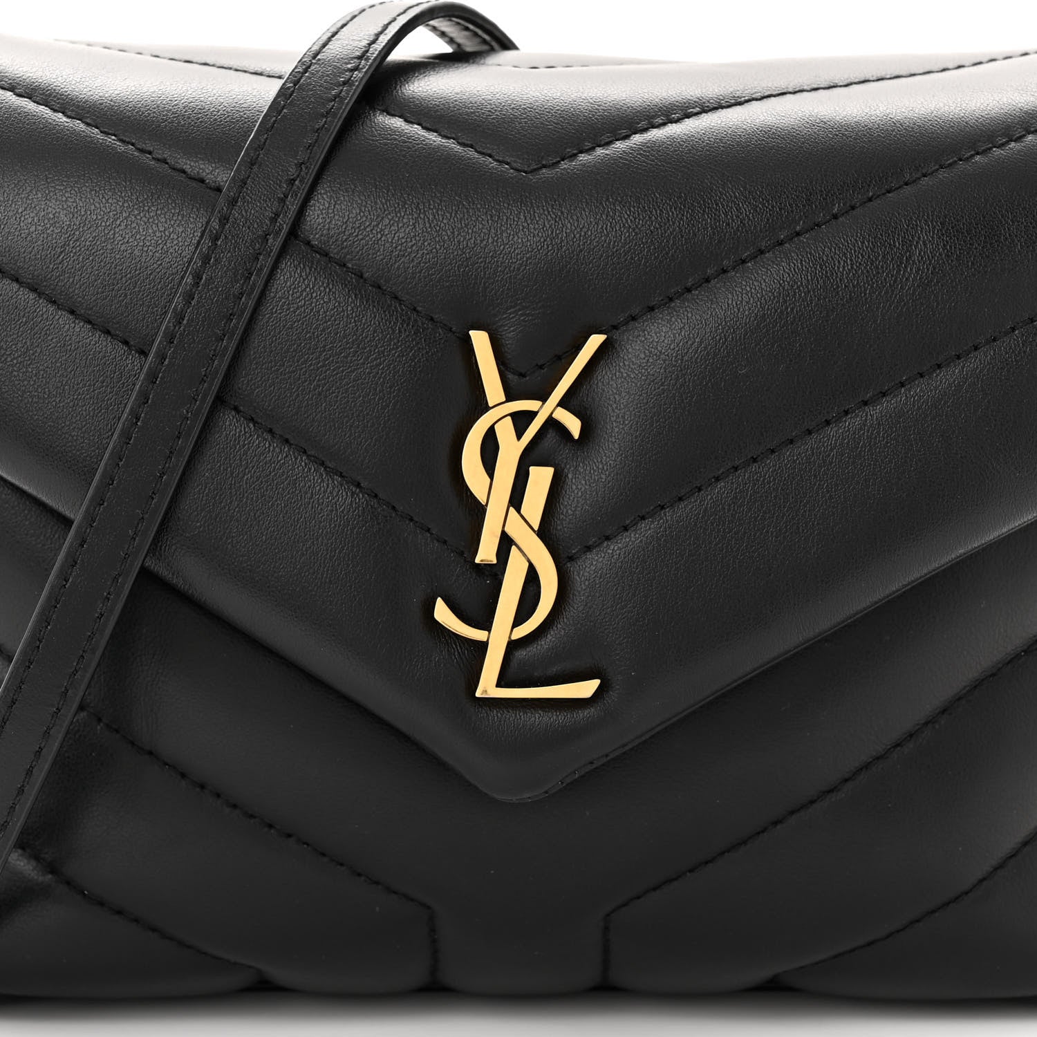 Saint Laurent Calfskin Y Quilted Monogram Toy Loulou Crossbody Bag Black 8 of 10