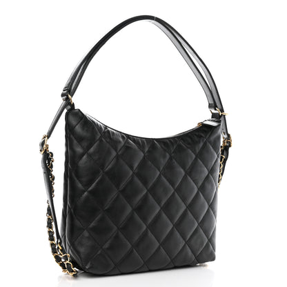 Chanel Lambskin Quilted Maxi Hobo Black 3 of 8