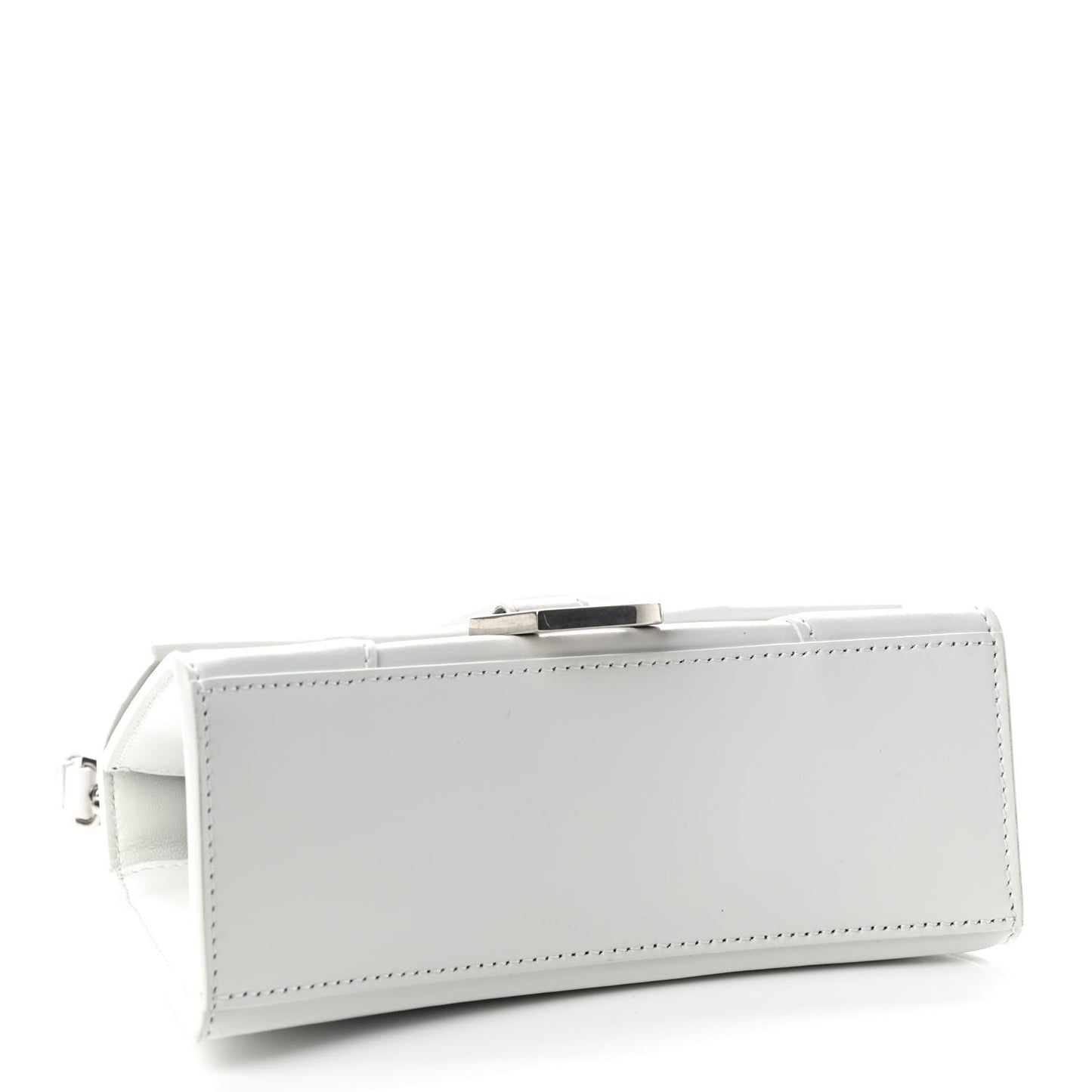 Box Calfskin Graffiti Logo Hourglass Top Handle Bag XS White Light Silver