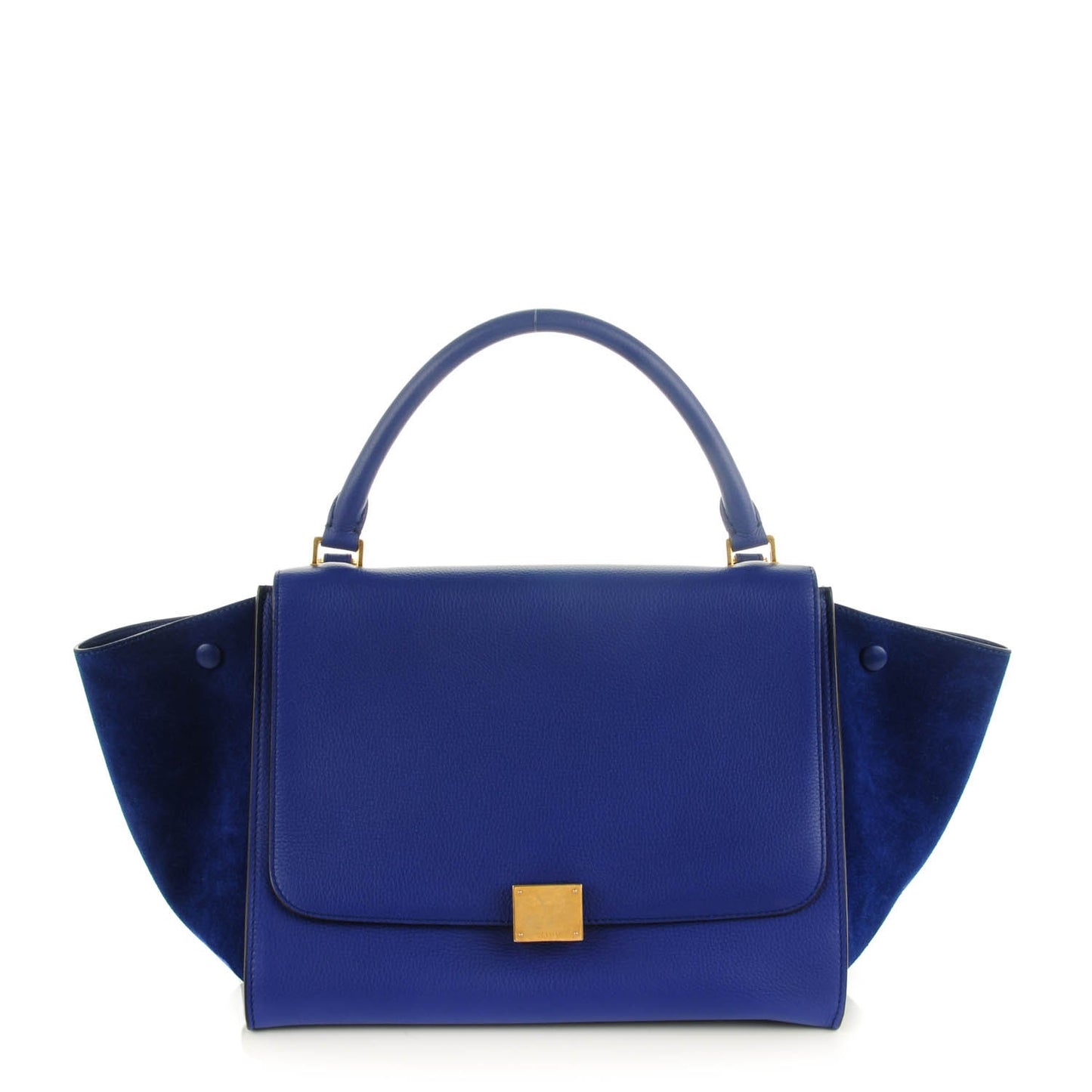 Drummed Calfskin Suede Medium Trapeze Indigo