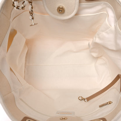 Chanel Canvas Pearl Large Deauville Tote Ecru Beige 5 of 14