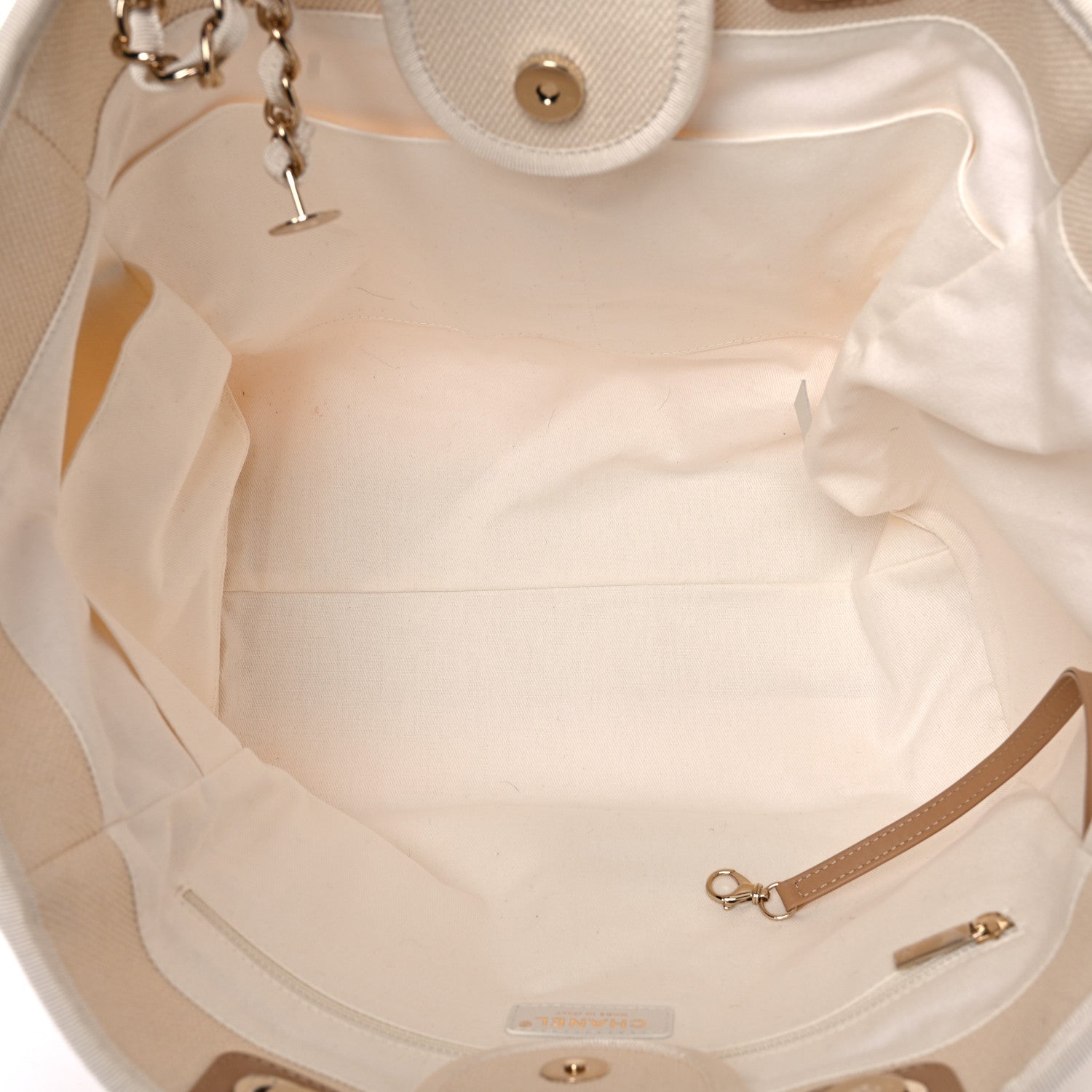 Chanel Canvas Pearl Large Deauville Tote Ecru Beige 5 of 14