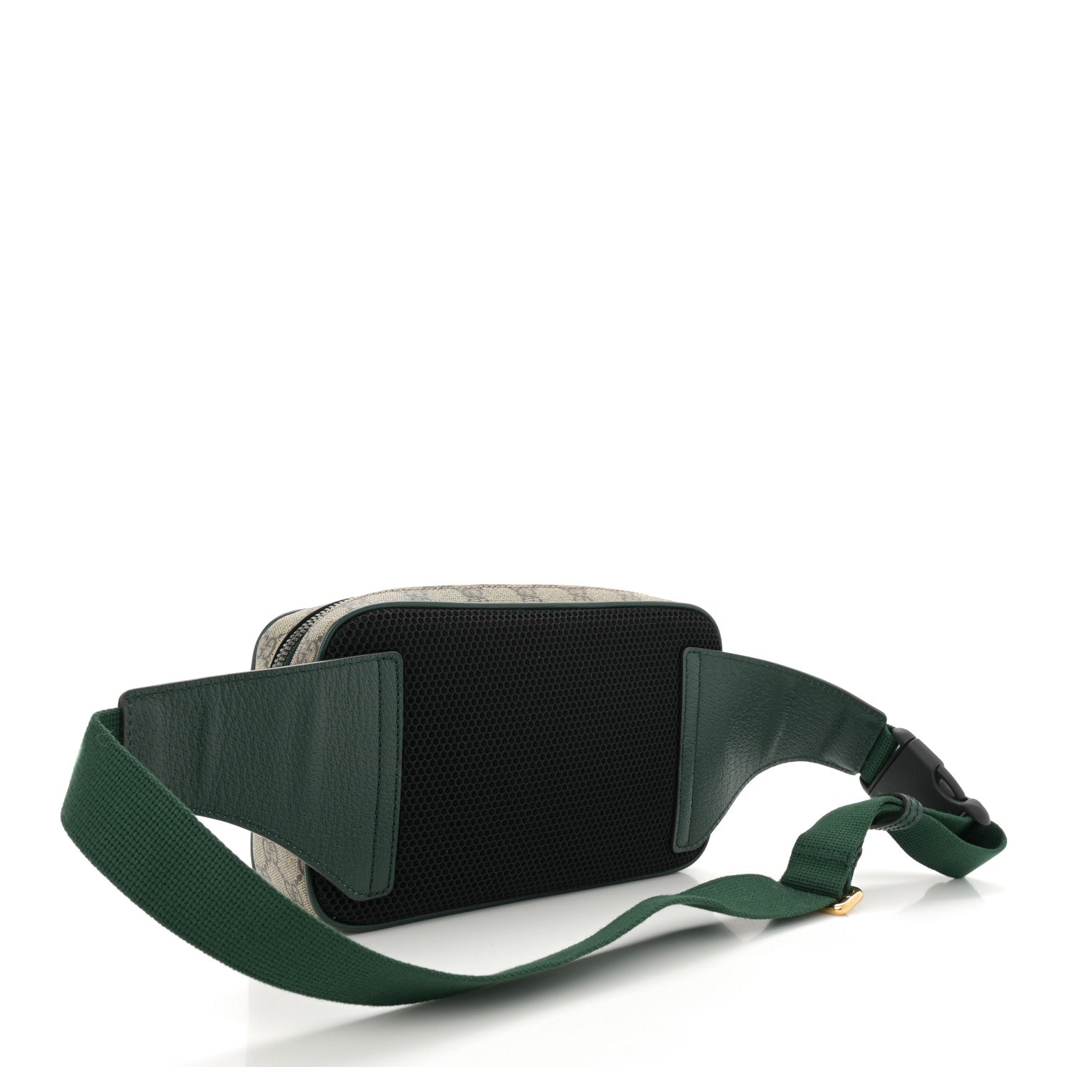 Gucci Monogram GG Mignon Textured Dollar Calfskin GG Supreme Monogram Quilted Mini GG Belt Bag Green Beige Ebony 3 of 12