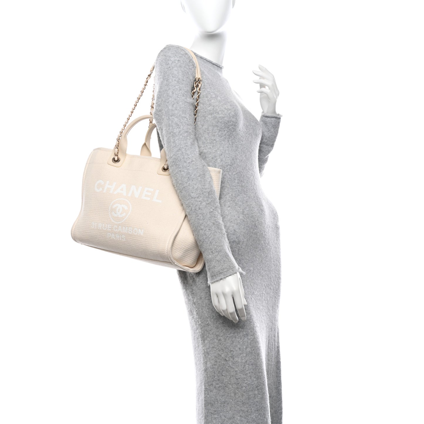 Mixed Fibers Medium Deauville Tote White