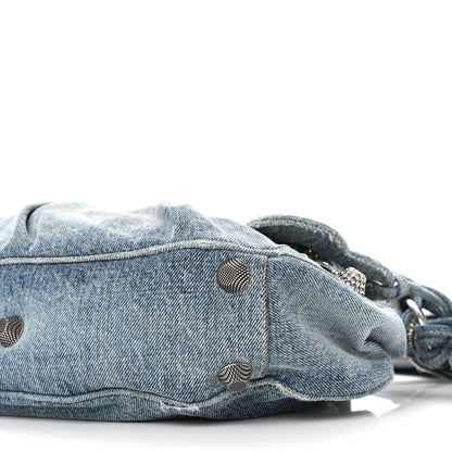 Balenciaga Washed Frayed Denim Crystal Small Le Cagole Shoulder Bag Blue 9 of 9