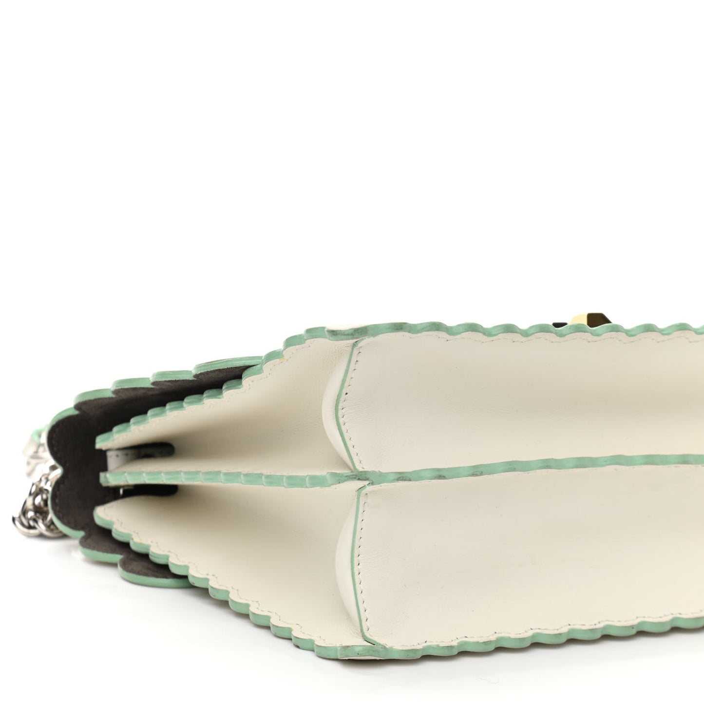 Vitello Baltico Scalloped Studded Kan I Shoulder Bag Bianco