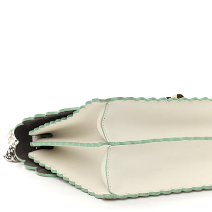 Fendi Vitello Baltico Scalloped Studded Kan I Shoulder Bag Bianco 9 of 10